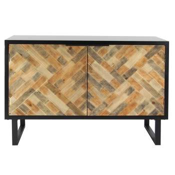 Rectangular Contemporary Mosaic Wood Cabinet Black - Olivia & May