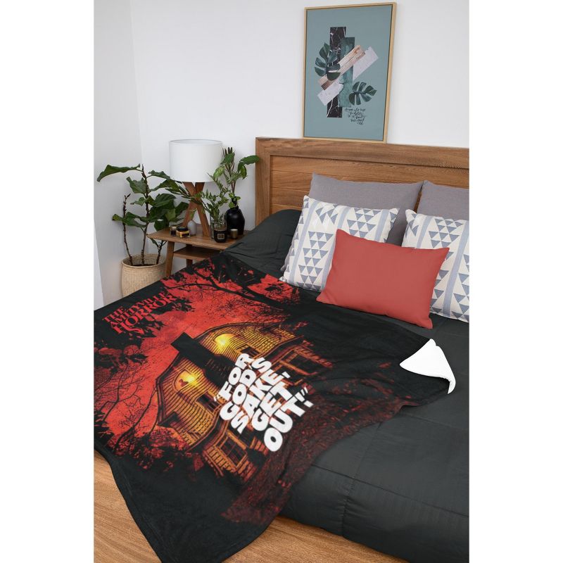MGM The Amityville Horror Get Out Super Soft And Cuddly Plush Fleece Throw Blanket Black, 2 of 4