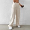 Women's Elastic Waist Wide Leg Pants Casual Trousers with Pockets - 4 of 4