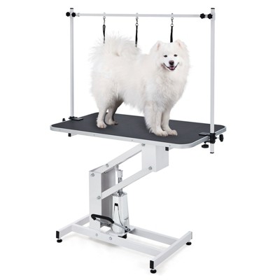 Hydraulic Dog Grooming Table, Heavy Duty 350Lbs Capacity Professional Pet Grooming Table with Adjustable Overhead Arm & Noose, Height Range 22''-39''