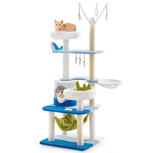 Petsite Ocean themed Cat Tree with Sisal Covered Scratching Posts Condo Perch Indoor Tower