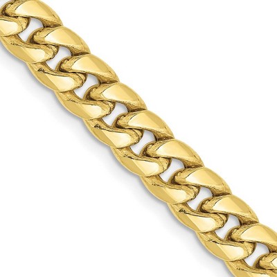 Black Bow Jewelry Men's 6mm 10K Yellow Gold Hollow Cuban Curb Chain Necklace