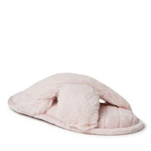 Dearfoams Womens Jessica Furry Fuzzy Crossband Slide Slipper - 1 of 4