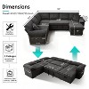 TiramisuBest 5 Seats Sectional Corduroy Sleeper Sofa with Pull Out Couch Bed, L Shape Modular Sofa with Storage Seat, USB & Cup Holders, Dark Grey - 2 of 4