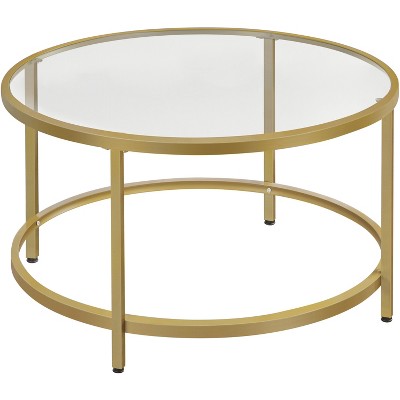 Yaheetech 27.6in Modern Glass-Top Coffee Table for Living Room