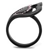 Slickblue Valentine’s Day Inspired Double Heart Ring, IP Black Stainless Steel, Synthetic Rose Crystals,Women's size 5–10 - 3 of 4