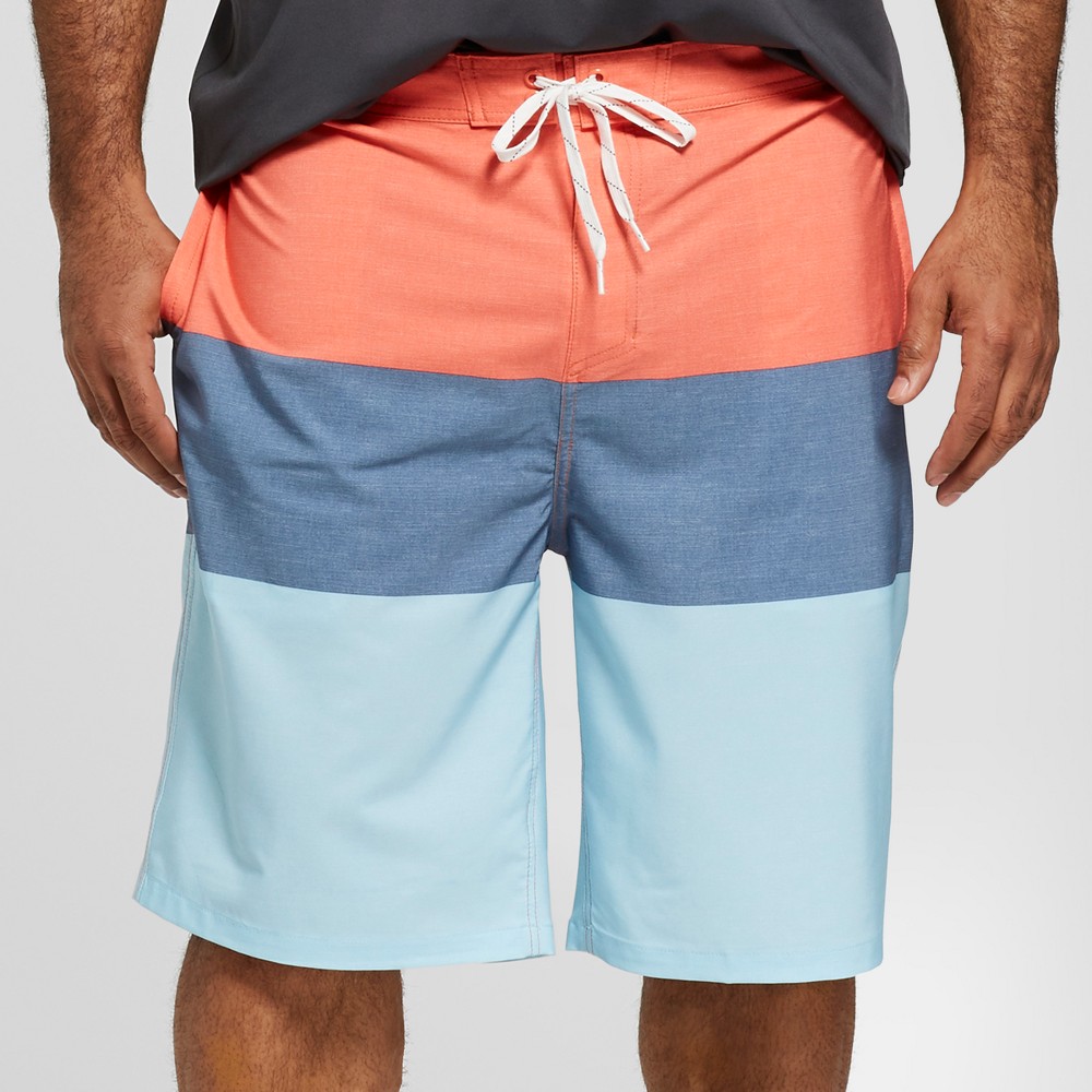 Men's Big & Tall Striped 10 Trooper Board Shorts - Goodfellow & Co Red 44 was $27.99 now $19.59 (30.0% off)