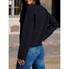 Women's Fall Winter Solid Cardigan Sweaters Button Down Crew Neck Sweaters Open Front Long Sleeve Knit Cropped Jackets with Pocket - 3 of 4