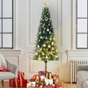 Prelit  Artificial Christmas Tree with Warm White Lights & Metal Stand Slim Pencil for Home Party Office Mall Holiday Decoration - 2 of 4