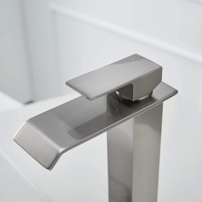 Brushed Nickel Waterfall Vessel Sink Faucet with Pop-Up Drain