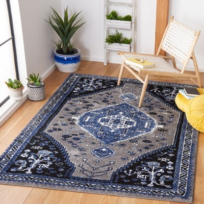 Beige and Black Synthetic Non-slip 8' x 10' Area Rug