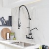 BWE Commercial Restaurant Pull Down 2-Handle Wall Mount Pre-Rinse Spray Utility Kitchen Faucet - 3 of 4