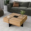 Lirago Unique Coffee Table 4 Hidden Storage Square Cocktail Table Extendable Sliding Top UV High Gloss Living Room Center Table 31.5x31.5 - 2 of 4