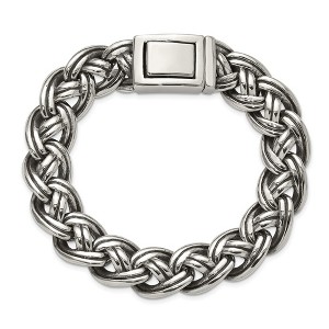 Chisel Stainless Steel Antiqued and Polished 8.5" Curb Link Bracelet - 1 of 4