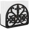 Fleur De Lis Collection Standing Cast Iron Napkin Holder, Weighted Design, Rustic Black - 2 of 4