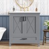 KWPZQEB Farmhouse Bathroom Vanity with Ceramic Sink, Freestanding Vanity with Divided Drawer, Floor Storage Cupboard with Dual Storage Shelves - 3 of 4
