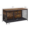 VECELO 53.1" Dog Crate, Indoor Dog Kennel Indoor with Cushion, Wooden Decorative Pet House for Large/Medium Dogs, Brown - 3 of 4