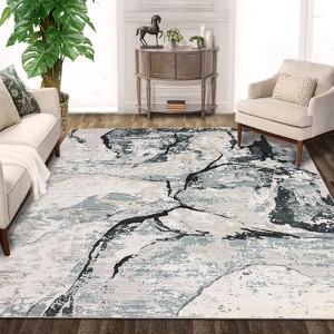 Machine Washable Runner Rug, Modern Abstract Hallway Carpet, Non-Slip Foldable Low Pile Floor Mat for Bedroom Kitchen - 1 of 4