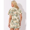 Allegra K Women's Floral Tropical Vacation Beach Hawaiian Button Down Shirt and Short Set - 4 of 4