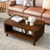ORRD 41.5" Rectangular Wood Coffee Table with Solid Wood Legs, Espresso Center Table with Open Storage Shelf for Living Room, Easy Assembly - 3 of 4