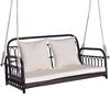 Costway Patio Swing Chair 2-Person Hanging Seat Outdoor Wicker Loveseat Cushioned Porch - 3 of 4