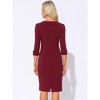 INSPIRE CHIC Women's 3/4 Sleeve Split Neck Wear to Work Business Sheath Dresses - 3 of 4