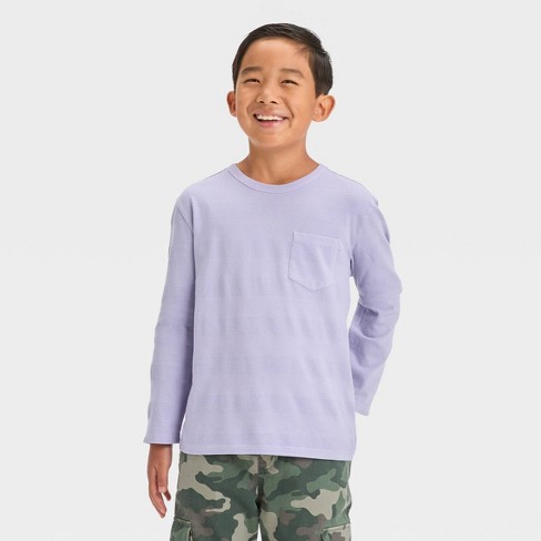 Boys long hot sale sleeve purple shirt