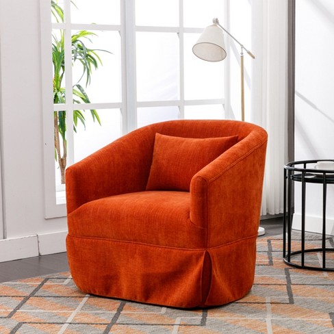 Orange swivel deals barrel chair