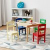 Costway Kids 5 Piece Table Chair Set Pine Wood Multicolor Children Play Room Furniture - 4 of 4