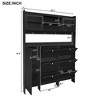 VYNXARIA Tipping Bucket Shoe Cabinet with Storage Shelf,Large Hall Tree with Tempered Glass Doors,Foyer Cabinet with 4 Hooks for Hallway - 4 of 4