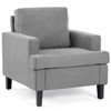 DOMETOUR Linen Fabric Single Armchair, Modern Upholstered Sofa Chair for Living Room Bedroom - 2 of 4