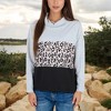 Anna-Kaci Women's Color Block Top with Leopard Print Panel and Cowl Neck Detail - 3 of 4