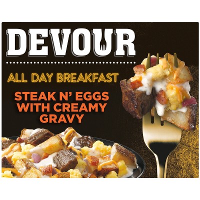 Devour All Day Breakfast Frozen Steak n&#39; Eggs with Gravy - 9oz