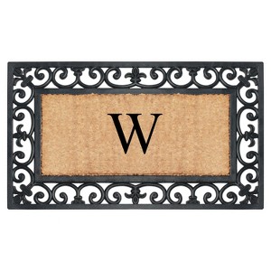 A1HC Natural Rubber & Coir 18x30, Monogrammed Doormat For Outdoor Entrance, Anti-Shed Treated Mat - 1 of 4
