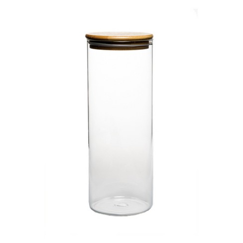 Canister Glass Kitchen Canisters with Airtight Acacia Lid, Tall