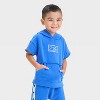 Grayson Mini Toddler Boys' Short Sleeve Wave French Terry Pullover and Shorts Set - Blue - 3 of 4