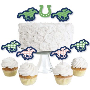 Big Dot of Happiness Kentucky Horse Derby - Dessert Cupcake Toppers - Horse Race Party Clear Treat Picks - Set of 24 - 1 of 4