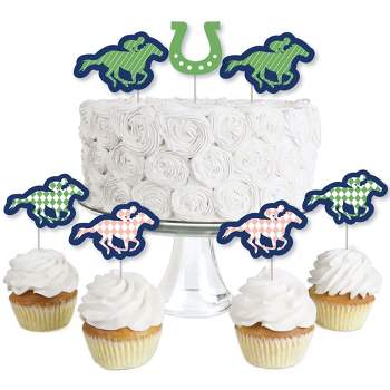 Big Dot of Happiness Kentucky Horse Derby - Dessert Cupcake Toppers - Horse Race Party Clear Treat Picks - Set of 24