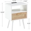 Streamdale Rattan End Table With Power Outlet & USB Ports, Modern Nightstand With Drawer And Solid Wood - 3 of 4