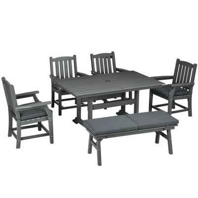 Outsunny Outdoor Dining Set, Patio Table And Chairs Set Of 6 ...