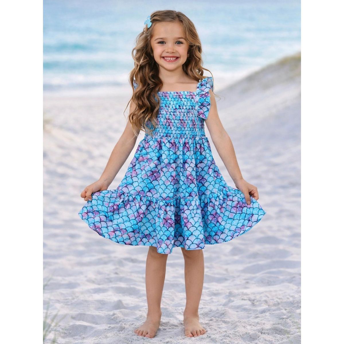 I Washed Up Like This Mermaid Ruffle Sundress Mia Belle Girls - thumbnail 2