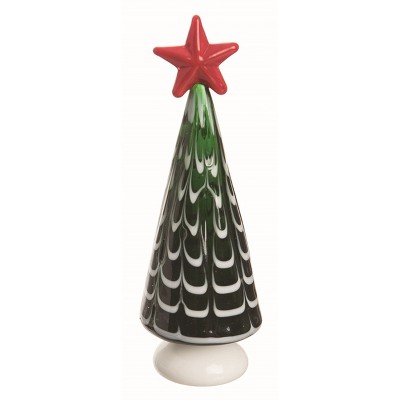 Transpac Glass Green Christmas Very Merry Tree Figurine