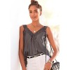 Women's Lace Insert V-Neck Top - LASCANA - 3 of 4