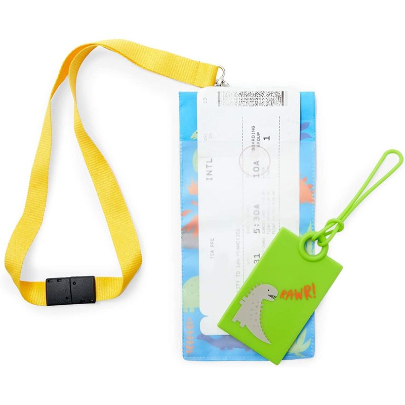 Zodaca Set of 2 Kid's Dinosaur Boarding Pass Holder and Luggage Tag Travel Set, 4 of 5