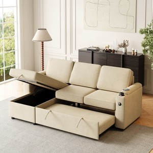 GDFStudio Sheila Multi-Functional 85.8" Fabric Convertible Sofa Bed with Storage - 1 of 4
