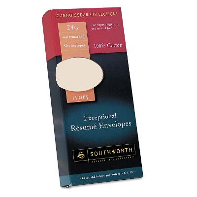 Southworth 100% Cotton #10 Resume Envelope Ivory 24 lbs. Wove 50/Box R14I10L