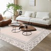 9*12 Living Room Washable Rug Area Rug Solid Bordered Farmhouse Indoor Carpet Soft Non-Slip Low Pile Floor Mat for Bedroom Nursery Beige - 3 of 4