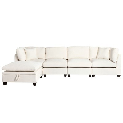 NicBex Modern 127.6" Sectional Sofa Modular L Shape Sofa Couch with Removable Storage Ottoman for Living Room Apartment