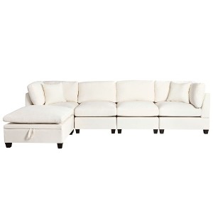 NicBex Modern 127.6" Sectional Sofa Modular L Shape Sofa Couch with Removable Storage Ottoman for Living Room Apartment - 1 of 4