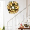 Prelit Christmas Wreath with Black Gold Ball Ornaments, Light Battery Operated Christmas Wreath, 22 inch Light Up Wreath Christmas - 2 of 4
